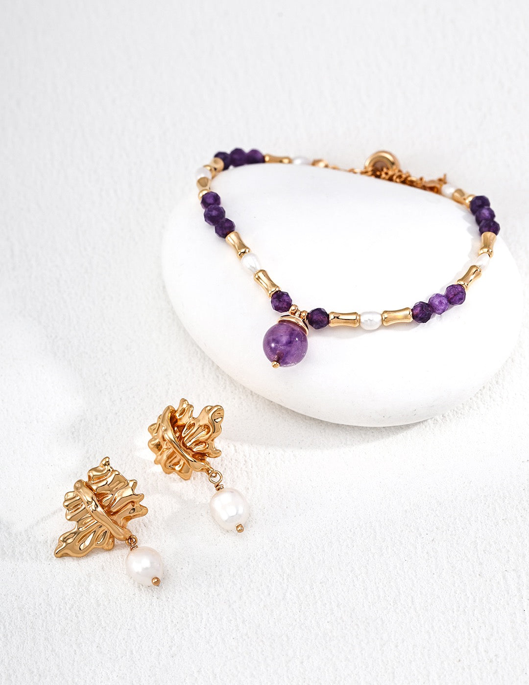 Vintage-Ohrringe mit Naturperlen aus 925er Silber – Retro-Look, Gold/Weißgold, 3 cm Anhänger