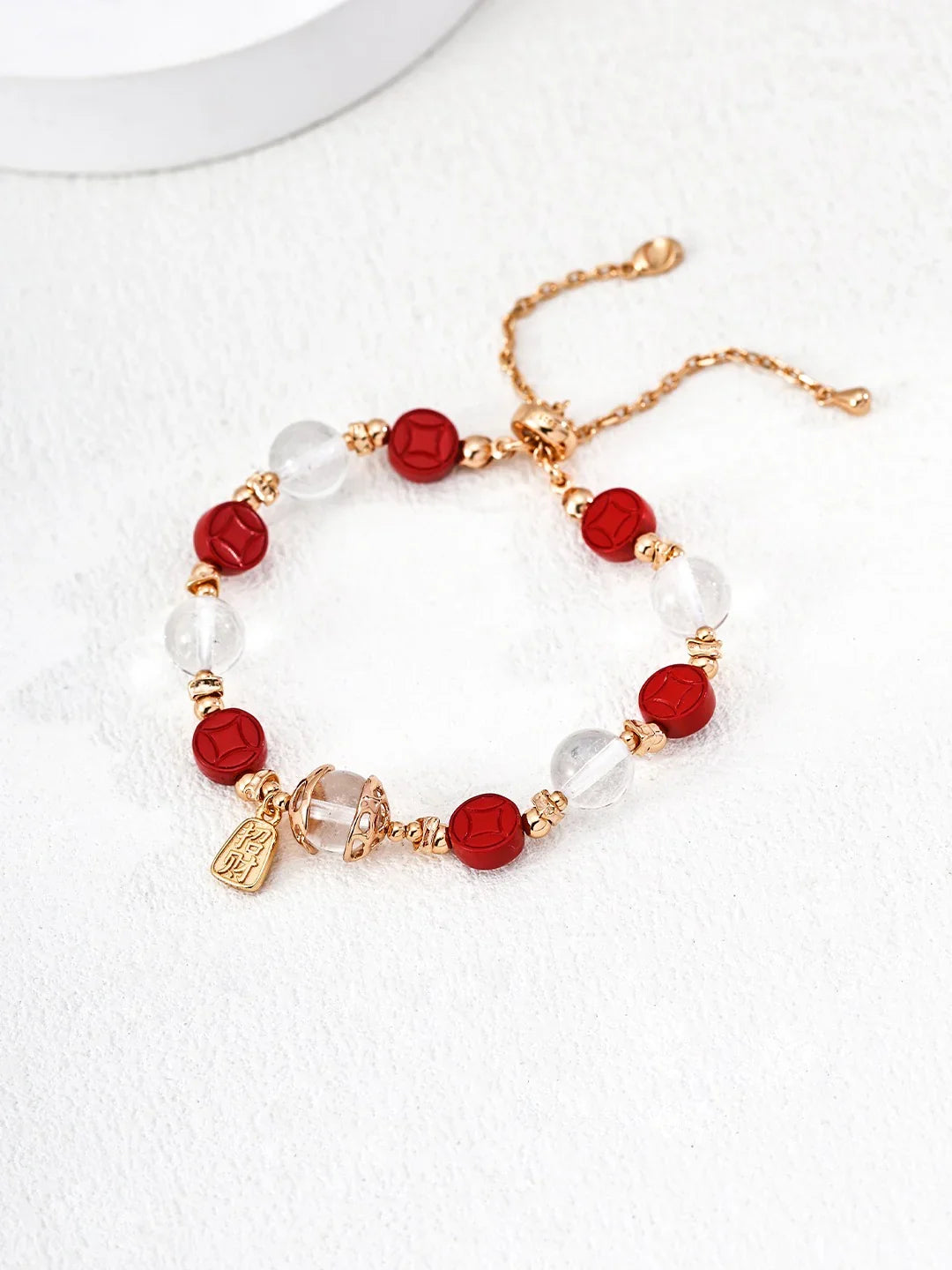 S925 silver cinnabar white crystal bracelet