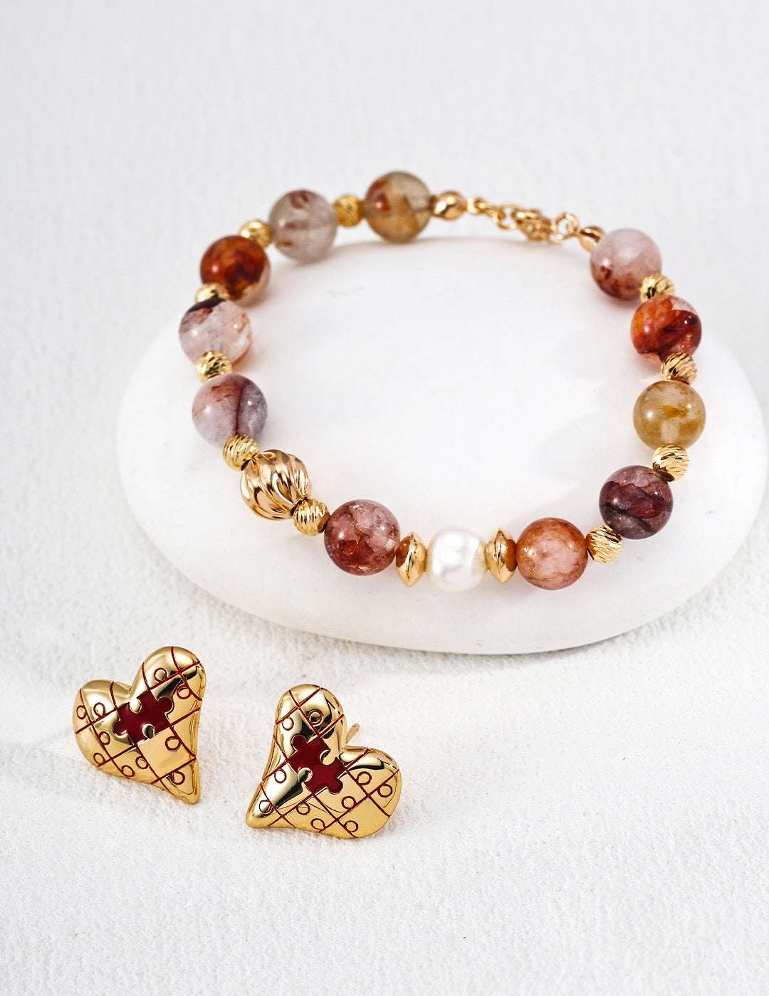 Cute Heart Puzzle Drop Earrings