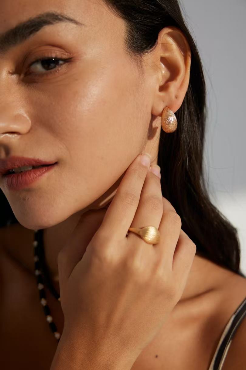 S925 Silver Minimalist Matte & Polished Ring | Vintage Gold & White Gold Open Band