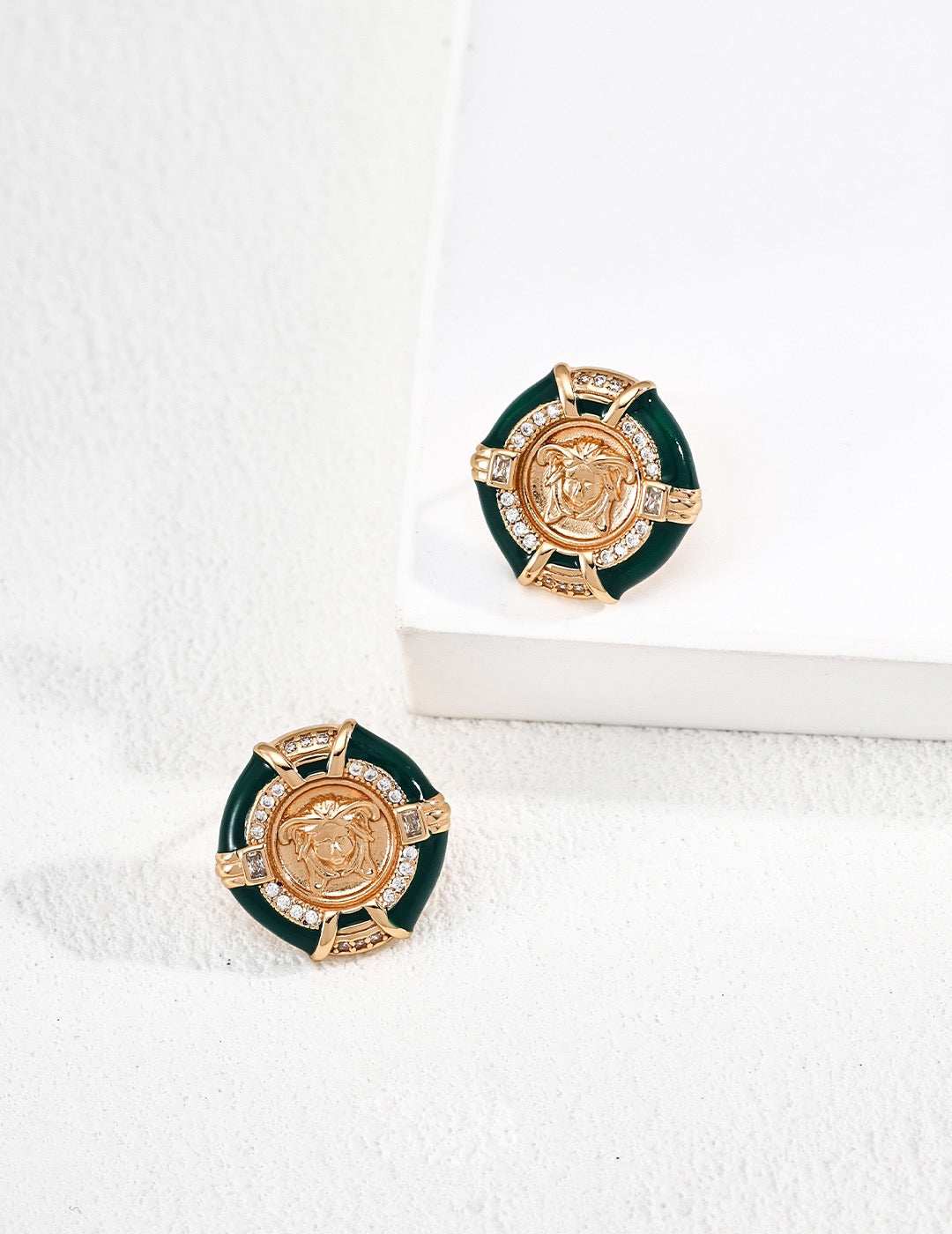 S925 Silver Enamel Medusa Earrings