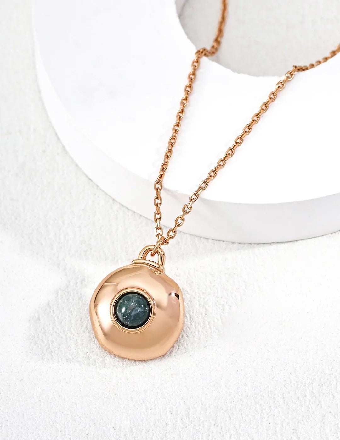 S925 silver aquatic grass agate necklace