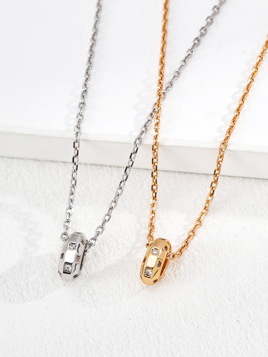 Minimalist Geometric Zircon Pendant Necklace - S925 Silver Pearl Accent Urban Style