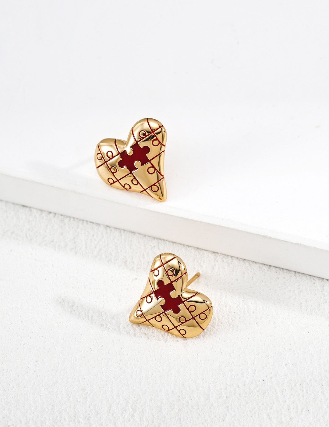 Cute Heart Puzzle Drop Earrings