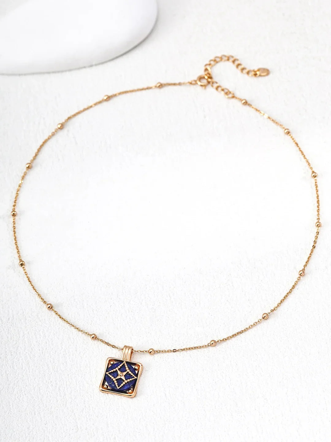 S925 Sterling Silver Vintage Lapis Lazuli & Zircon Pendant Necklace