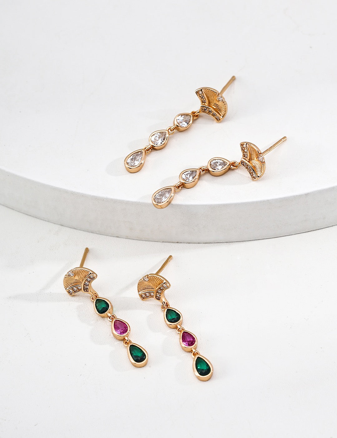 S925 Silver Zircon Earrings - Retro Gold 3cm Drop Earrings