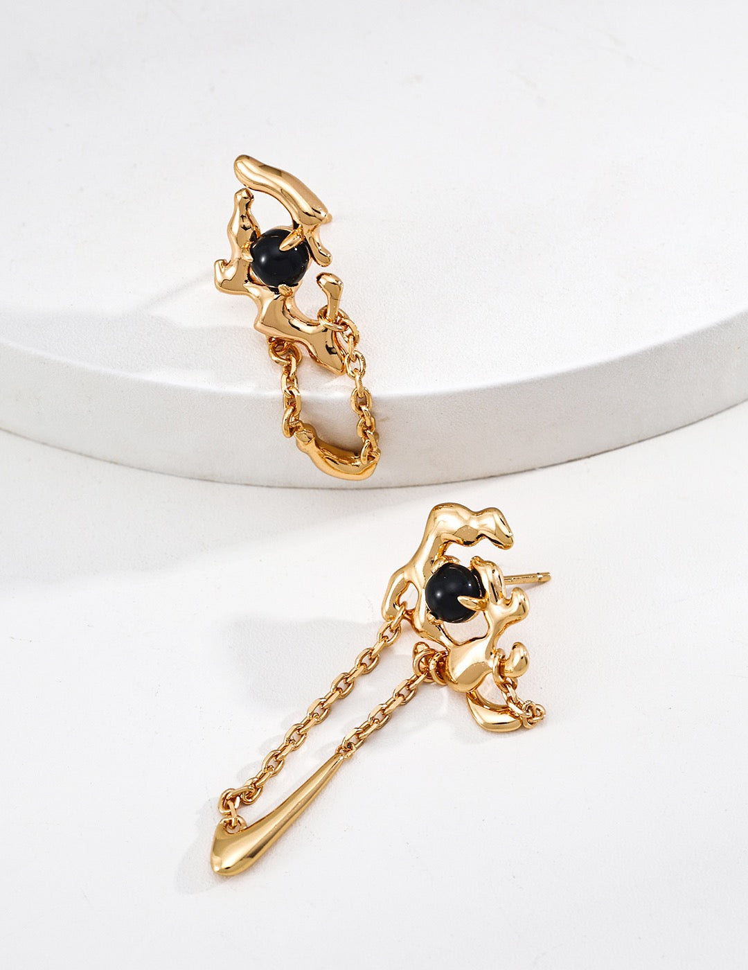 S925 Silver Vintage Gold Agate Earrings