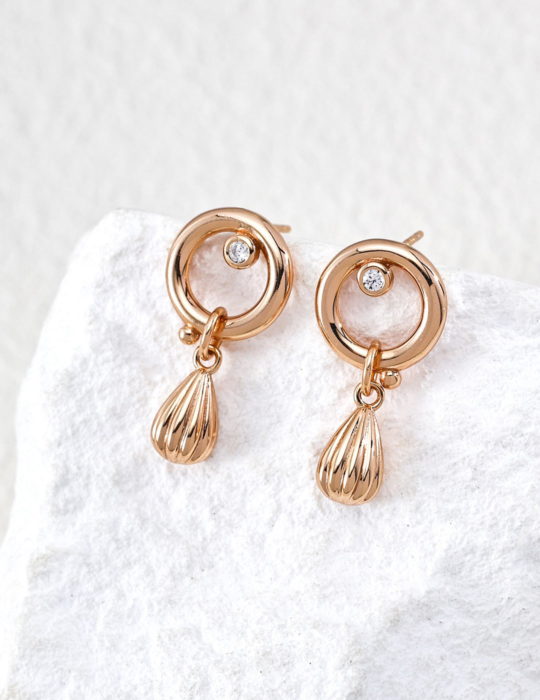 S925 Silver Retro Gold Melody Series CZ Stud Earrings