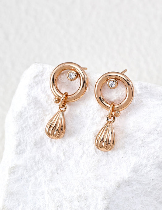 S925 Silver Retro Gold Melody Series CZ Stud Earrings