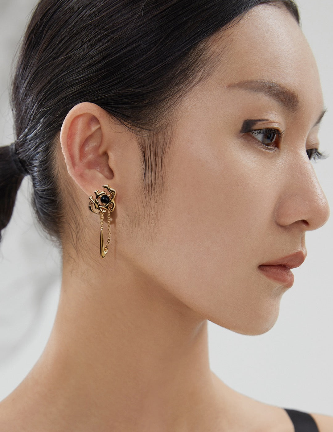 S925 Silver Vintage Gold Agate Earrings