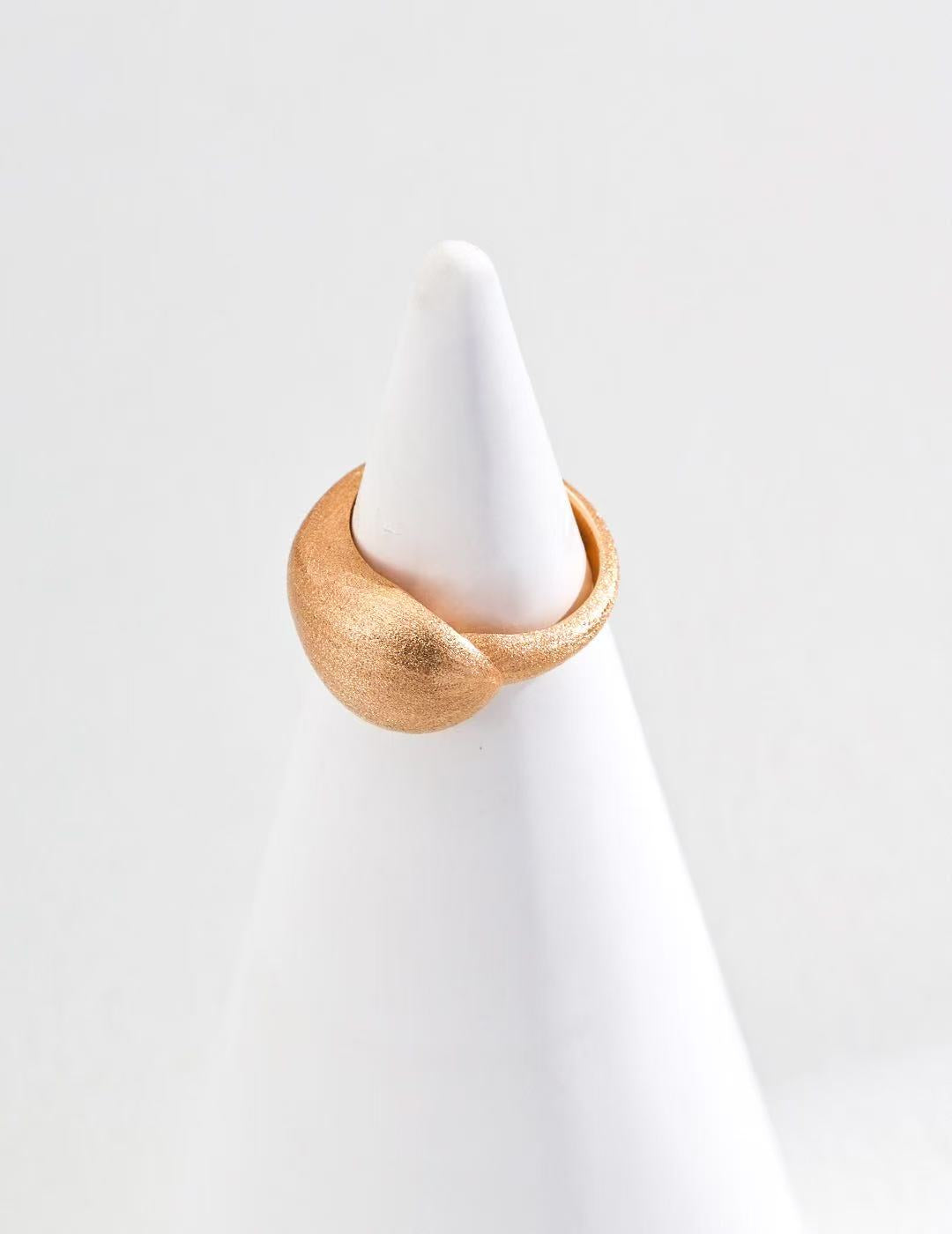 S925 Silver Minimalist Matte & Polished Ring | Vintage Gold & White Gold Open Band