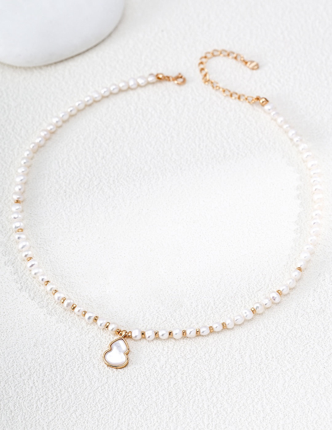 S925 Silver Gourd Pearl & Mother-of-Pearl Necklace | Fu Lu Blessing Necklace