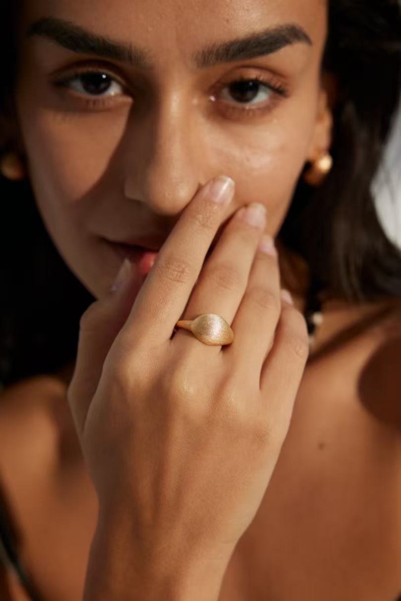 S925 Silver Minimalist Matte & Polished Ring | Vintage Gold & White Gold Open Band