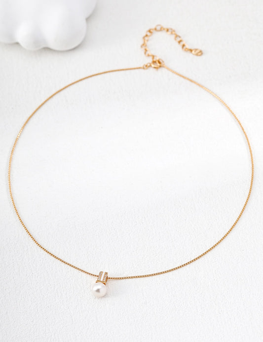 Minimalist Light Bulb Pearl Pendant Necklace