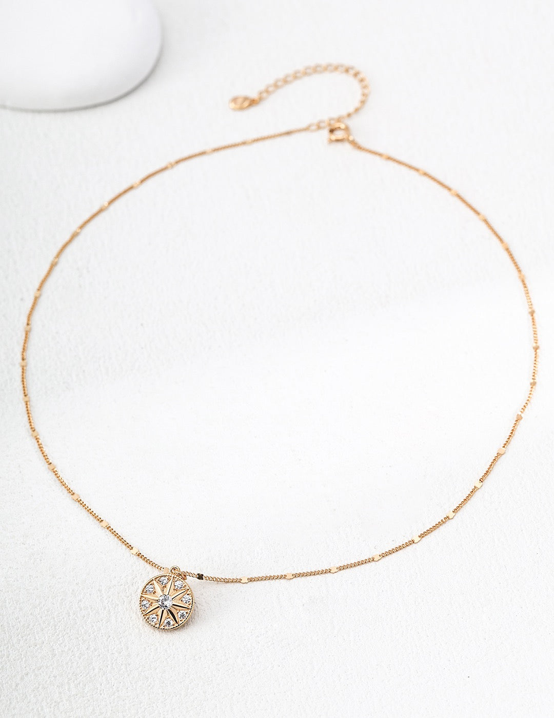 S925 Silver Vintage Design CZ Necklace | Retro Gold & White Gold Pendant