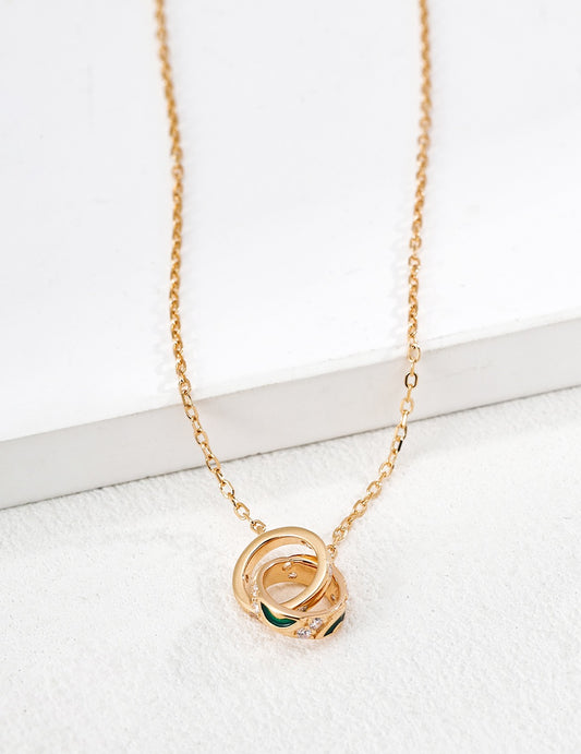 Classic Double Circle Enamel Necklace