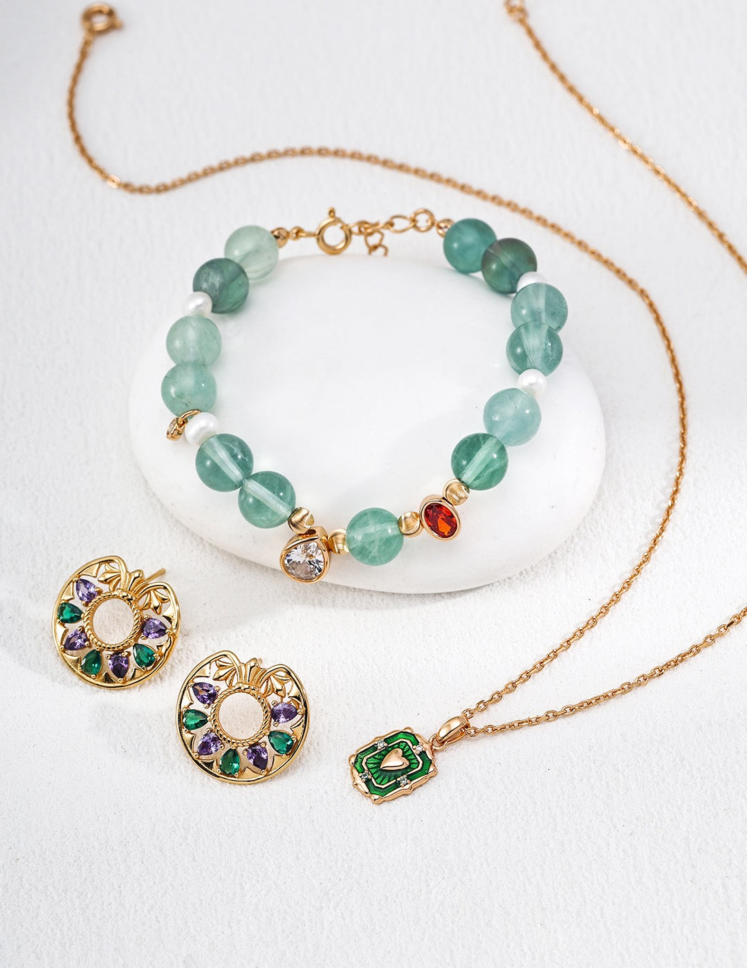 Colorful Enamel Heart Necklace - S925 Silver Zircon Accent Adjustable Chain