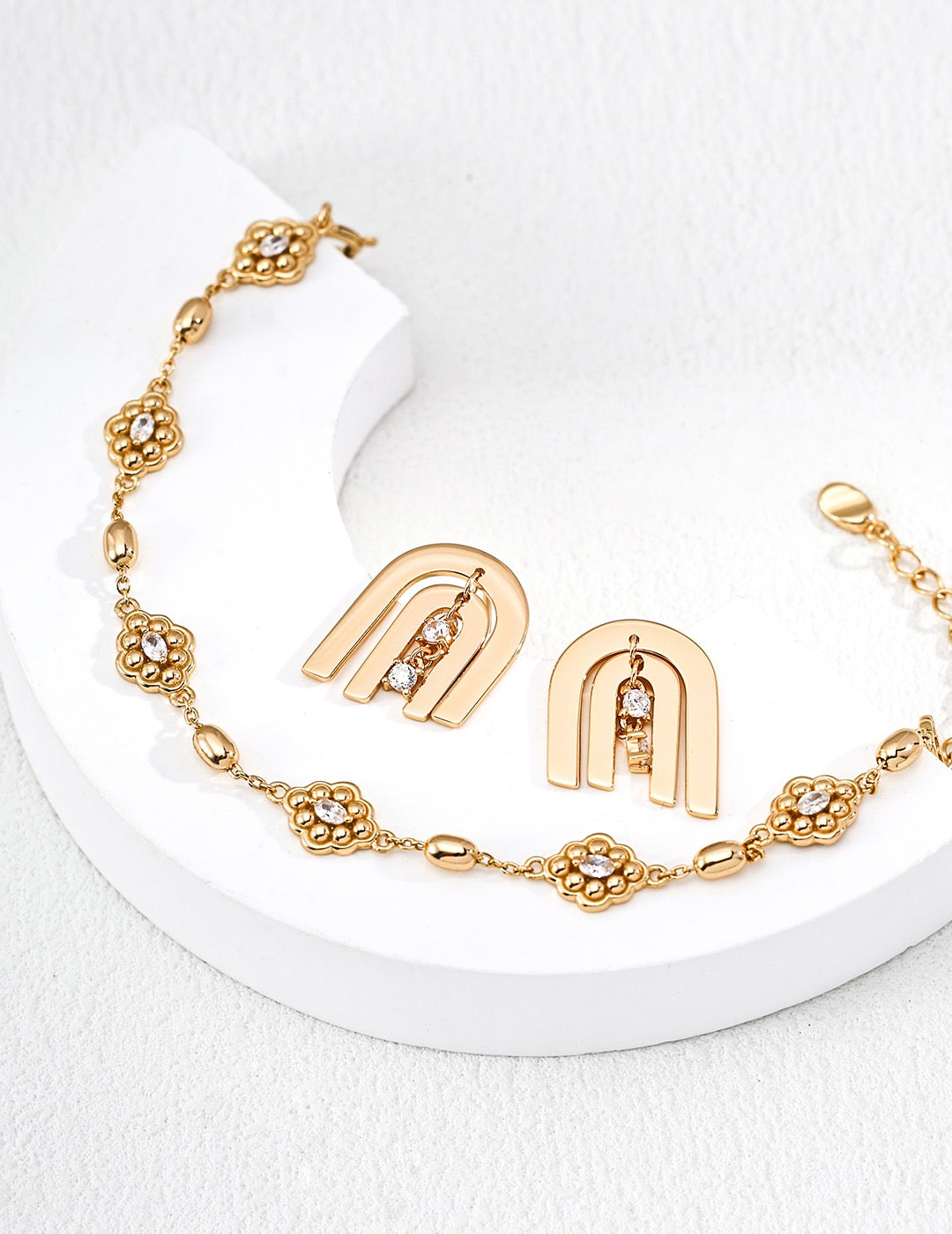 S925 Silver CNC Cut CZ Earrings | Minimalist Retro Gold & White Gold Studs