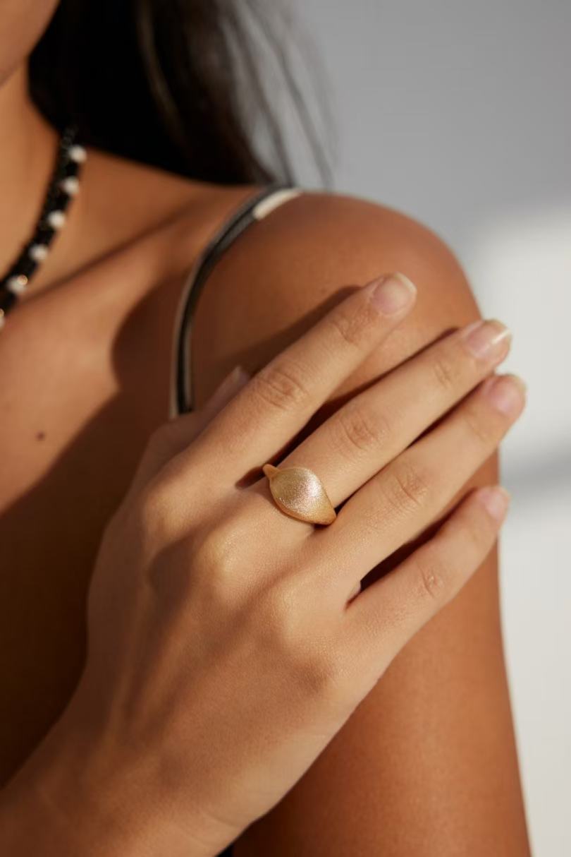 S925 Silver Minimalist Matte & Polished Ring | Vintage Gold & White Gold Open Band
