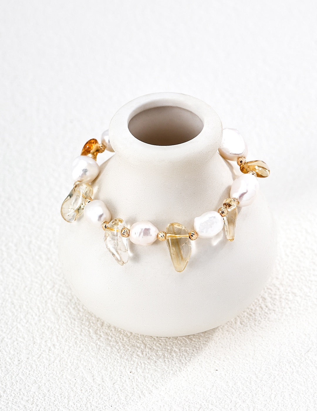S925 Silver "Golden Luck & Pearl" Bracelet | Natural Crystal & Pearl Ins Style Bracelet