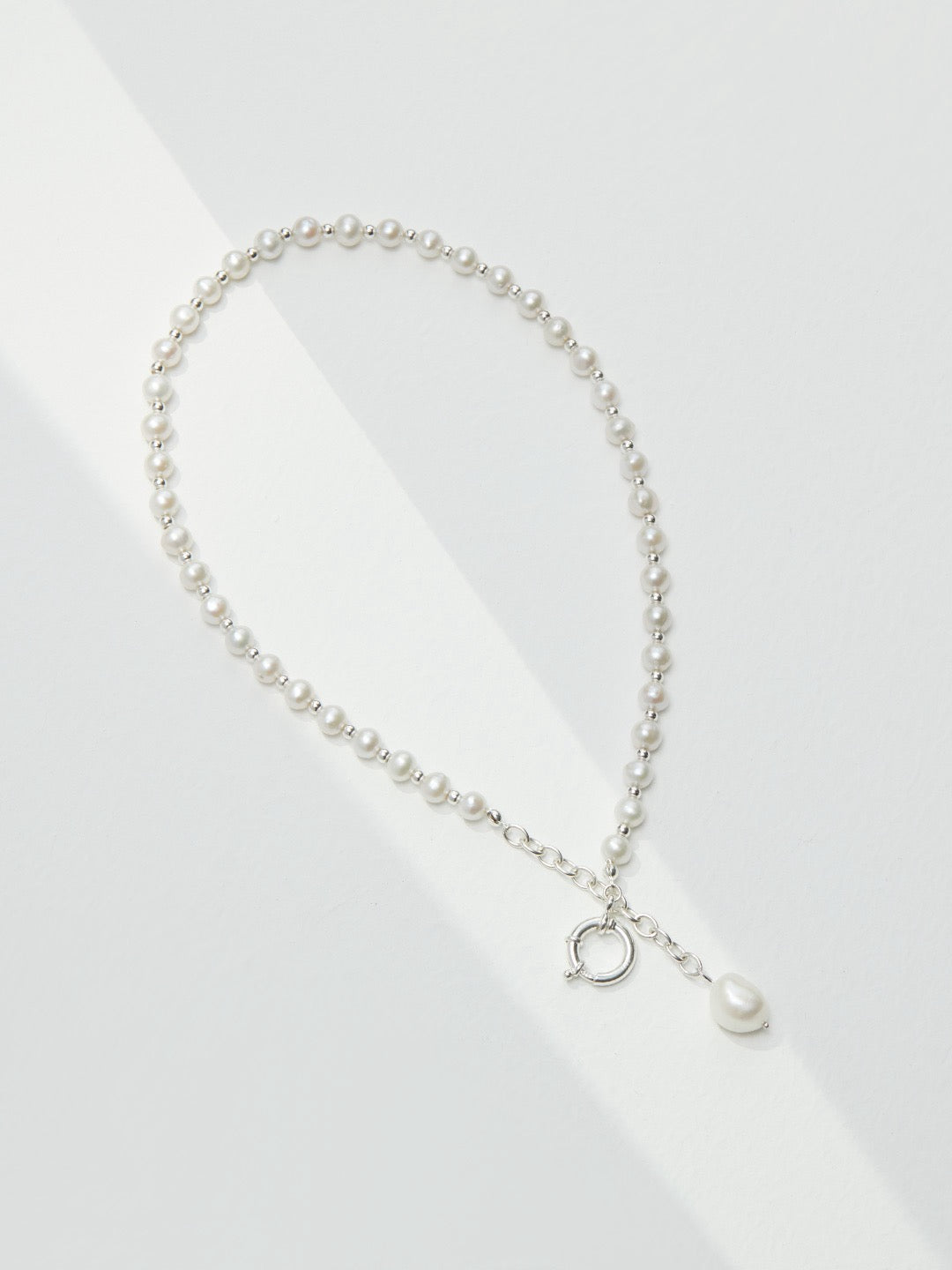 Irregular Silver Pearl Reconstructed Necklace