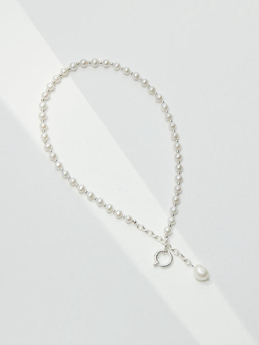 Irregular Silver Pearl Reconstructed Necklace