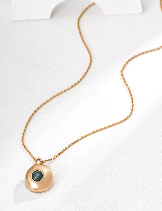 S925 silver aquatic grass agate necklace