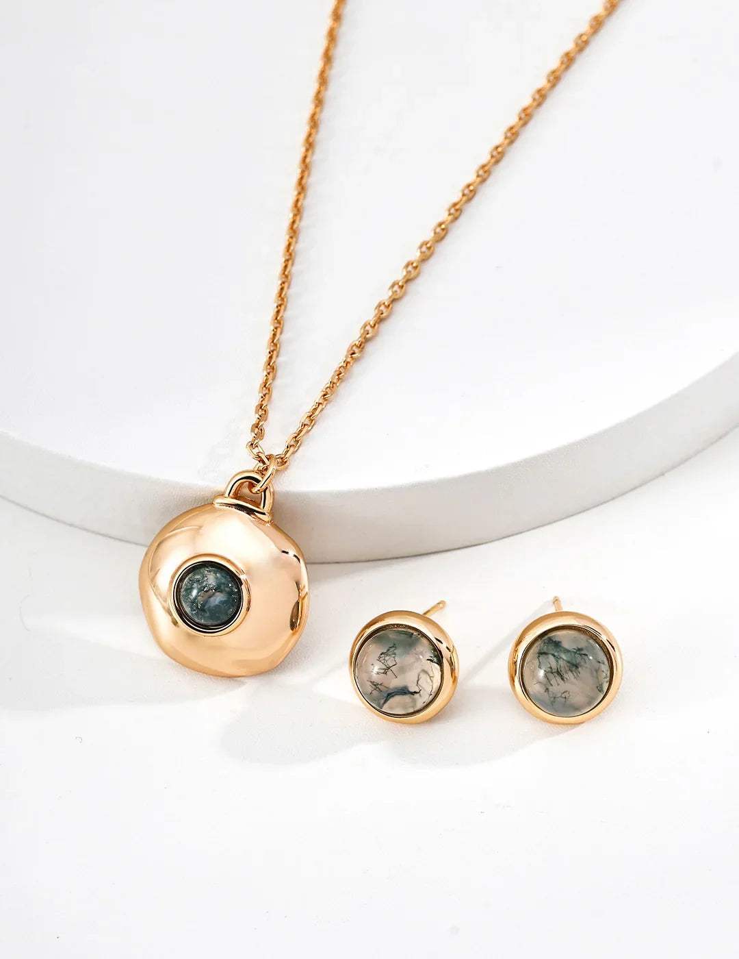 S925 silver aquatic grass agate necklace