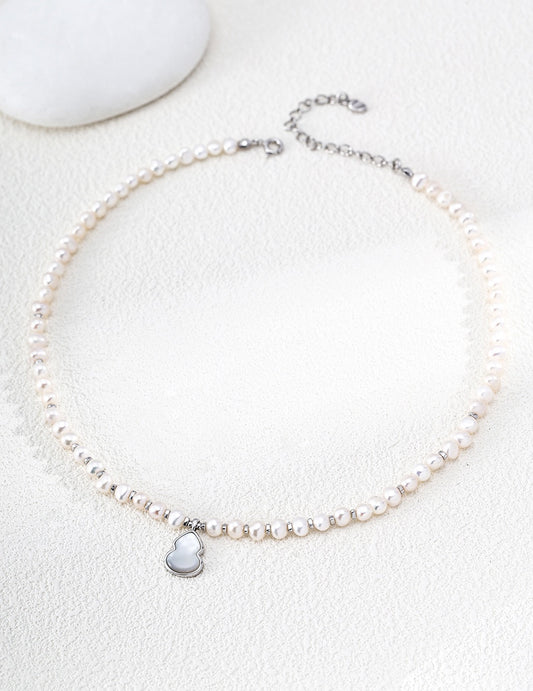 S925 Silver Gourd Pearl & Mother-of-Pearl Necklace | Fu Lu Blessing Necklace