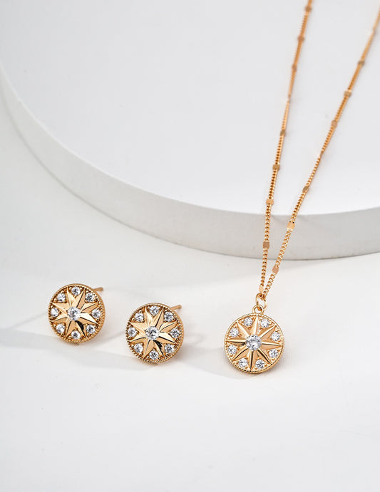 S925 Silver Vintage Design CZ Necklace | Retro Gold & White Gold Pendant