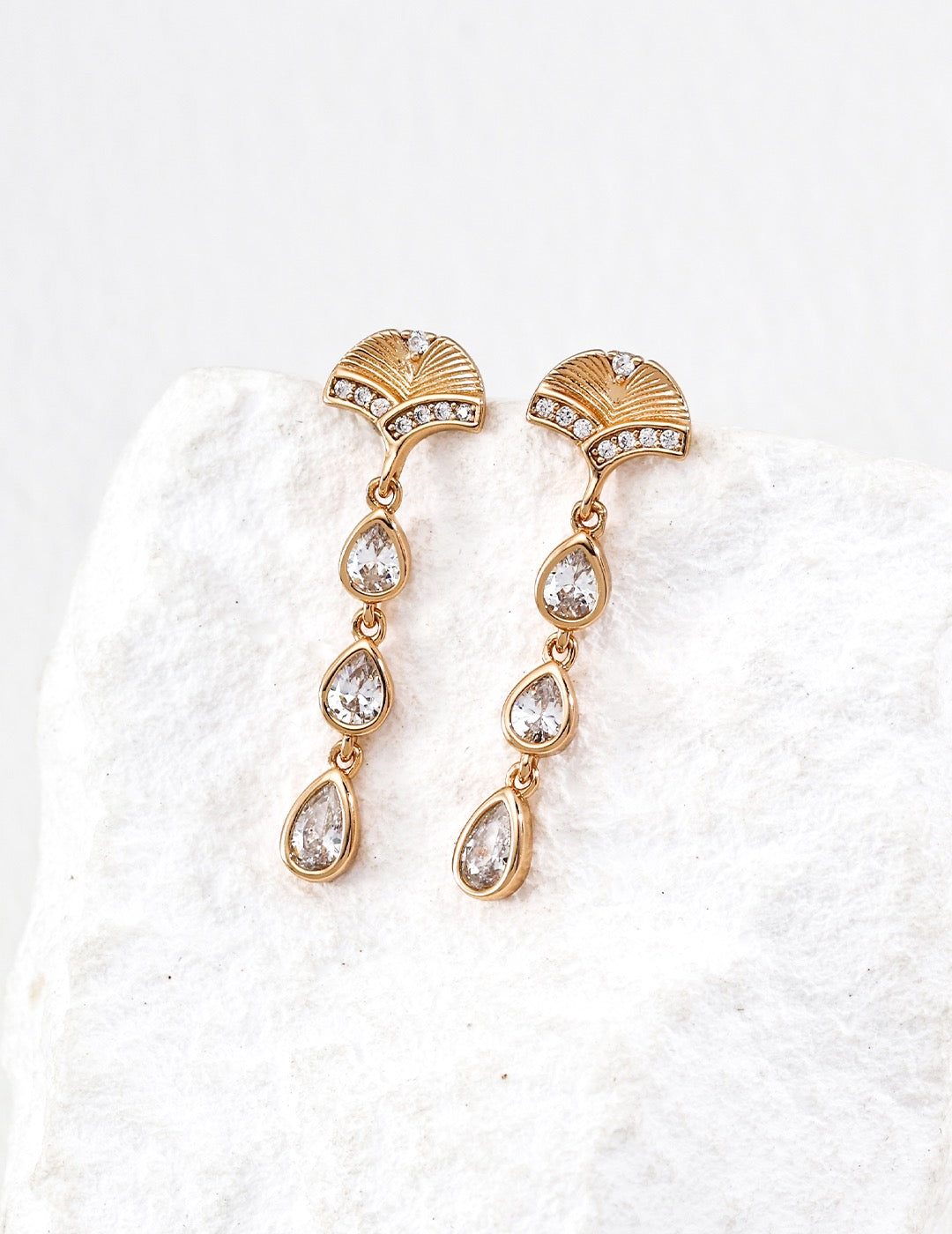 S925 Silver Zircon Earrings - Retro Gold 3cm Drop Earrings