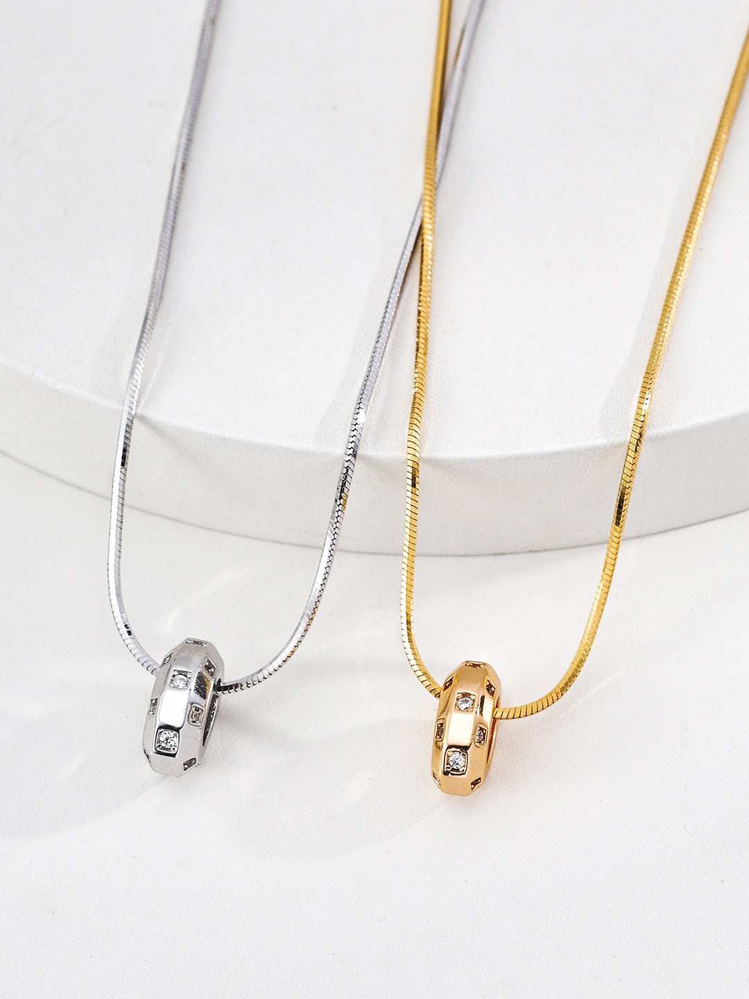 Minimalist Geometric Zircon Pendant