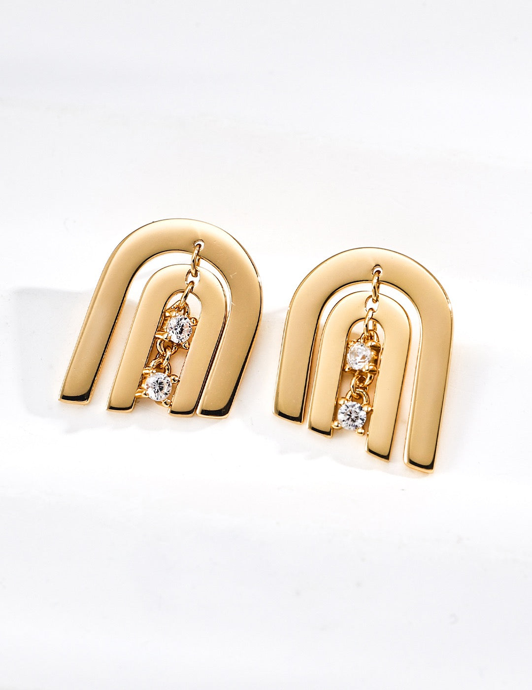 S925 Silver CNC Cut CZ Earrings | Minimalist Retro Gold & White Gold Studs