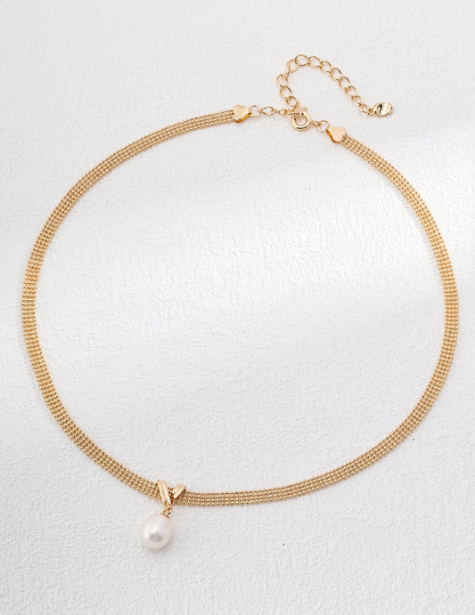 S925 Silver Natural Pearl Necklace | Vintage Gold Adjustable Pendant Necklace