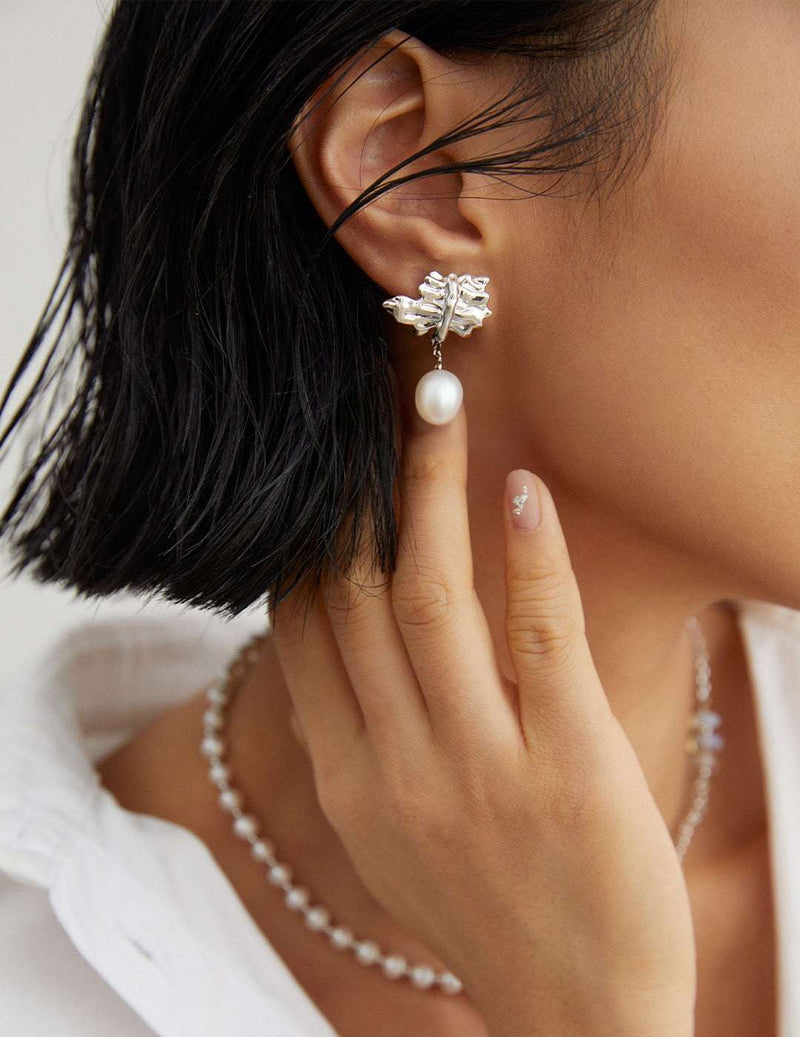 S925 Silver Vintage Natural Pearl Earrings