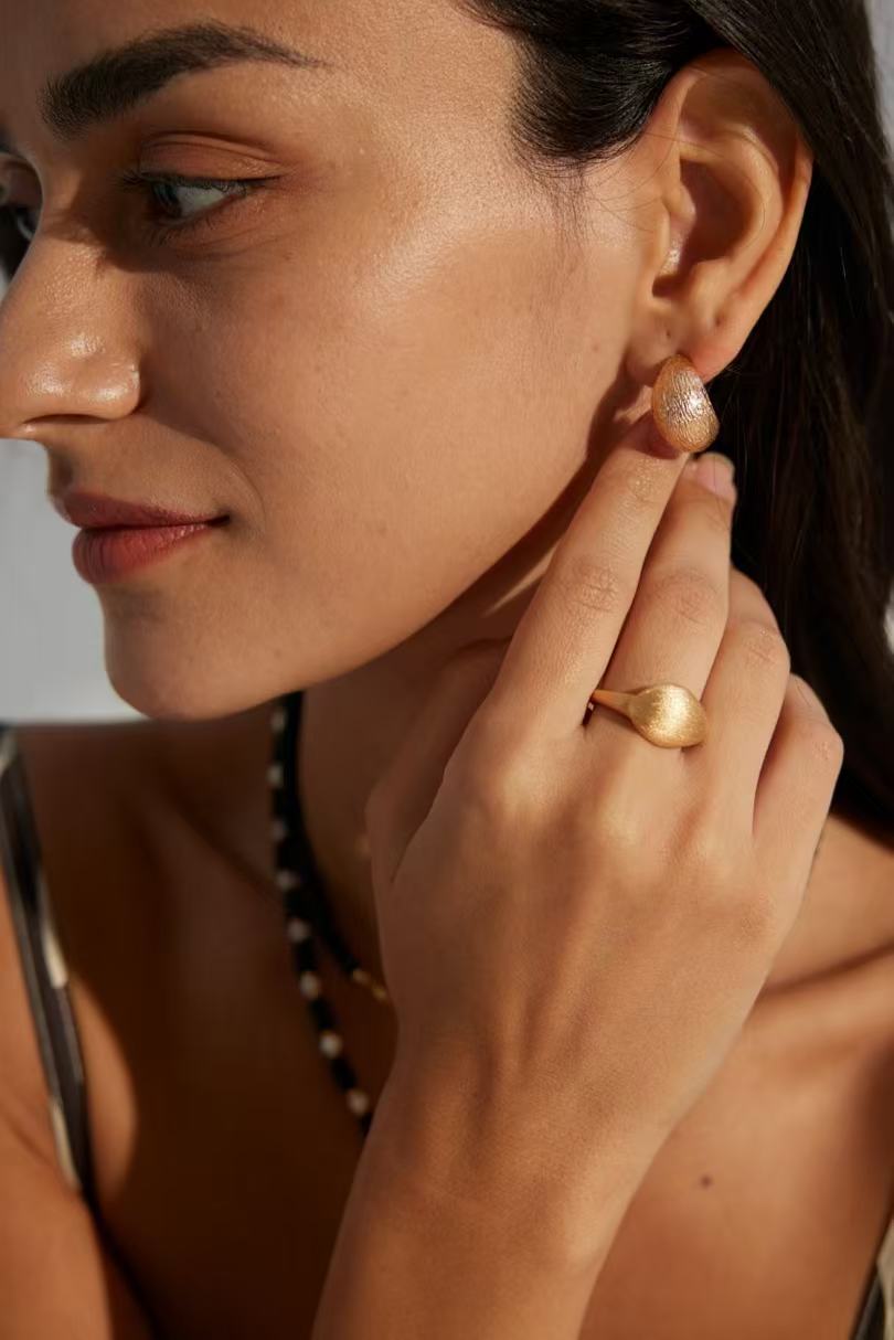 S925 Silver Minimalist Matte & Polished Ring | Vintage Gold & White Gold Open Band