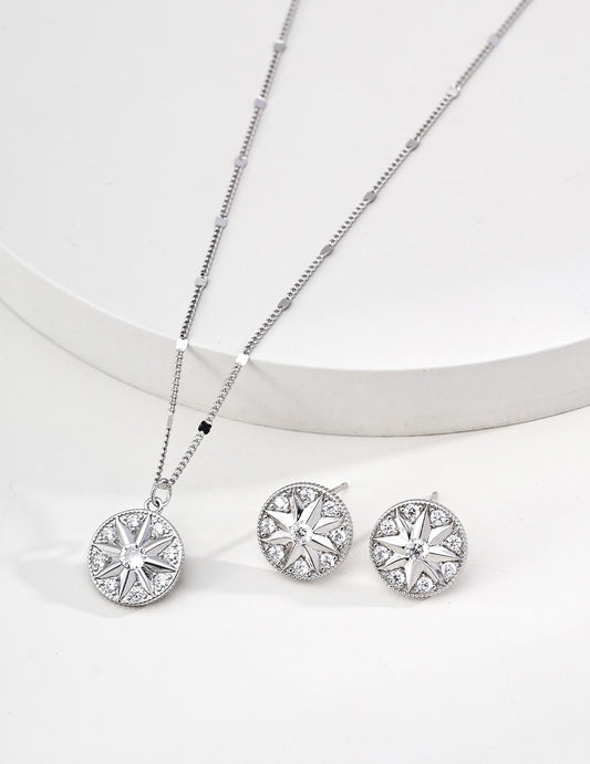 S925 Silver Vintage Design CZ Necklace | Retro Gold & White Gold Pendant